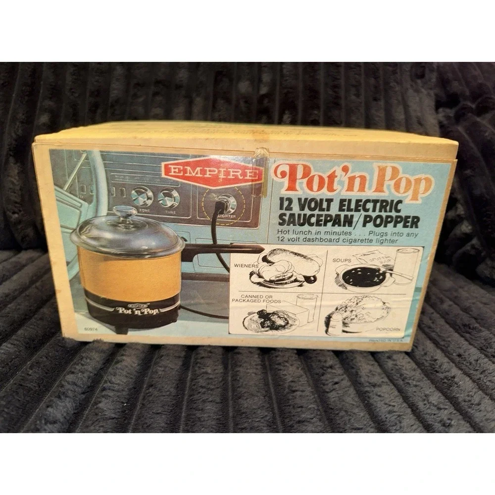 Vintage Travel-Mates Pot 'n Pop 12V Electric Saucepan‎ Popcorn Maker Empire 70s